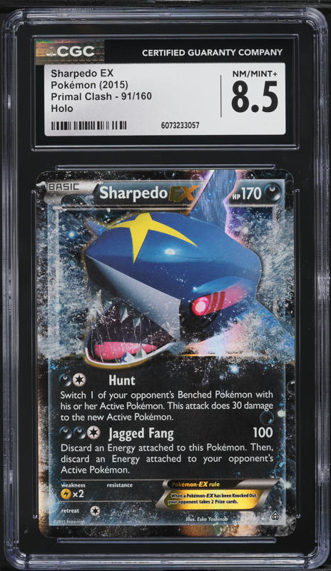 2015 Pokemon XY Primal Clash Sharpedo EX #91 CGC 8.5 NM-MT+