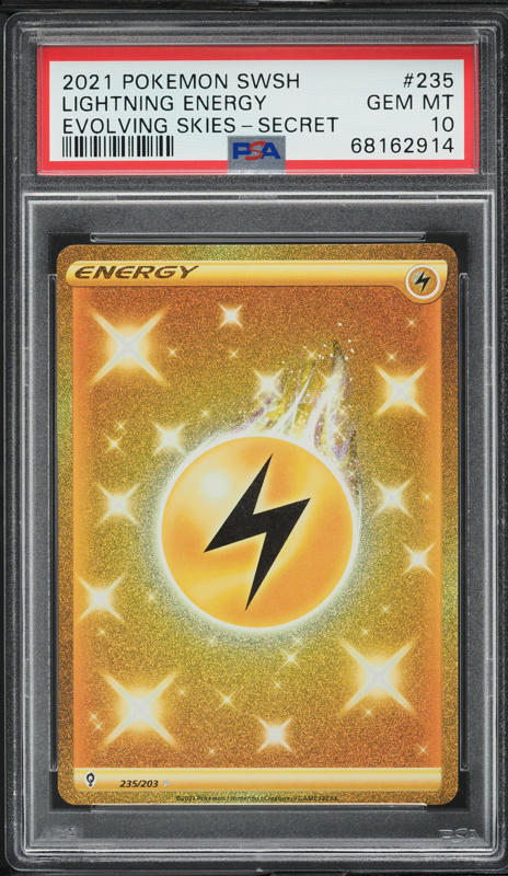 gold energy pokemon card evolving skies pokemon SWSH07: Evolving Skies Lightning Energy (Secret) Holofoil / Moderately Played