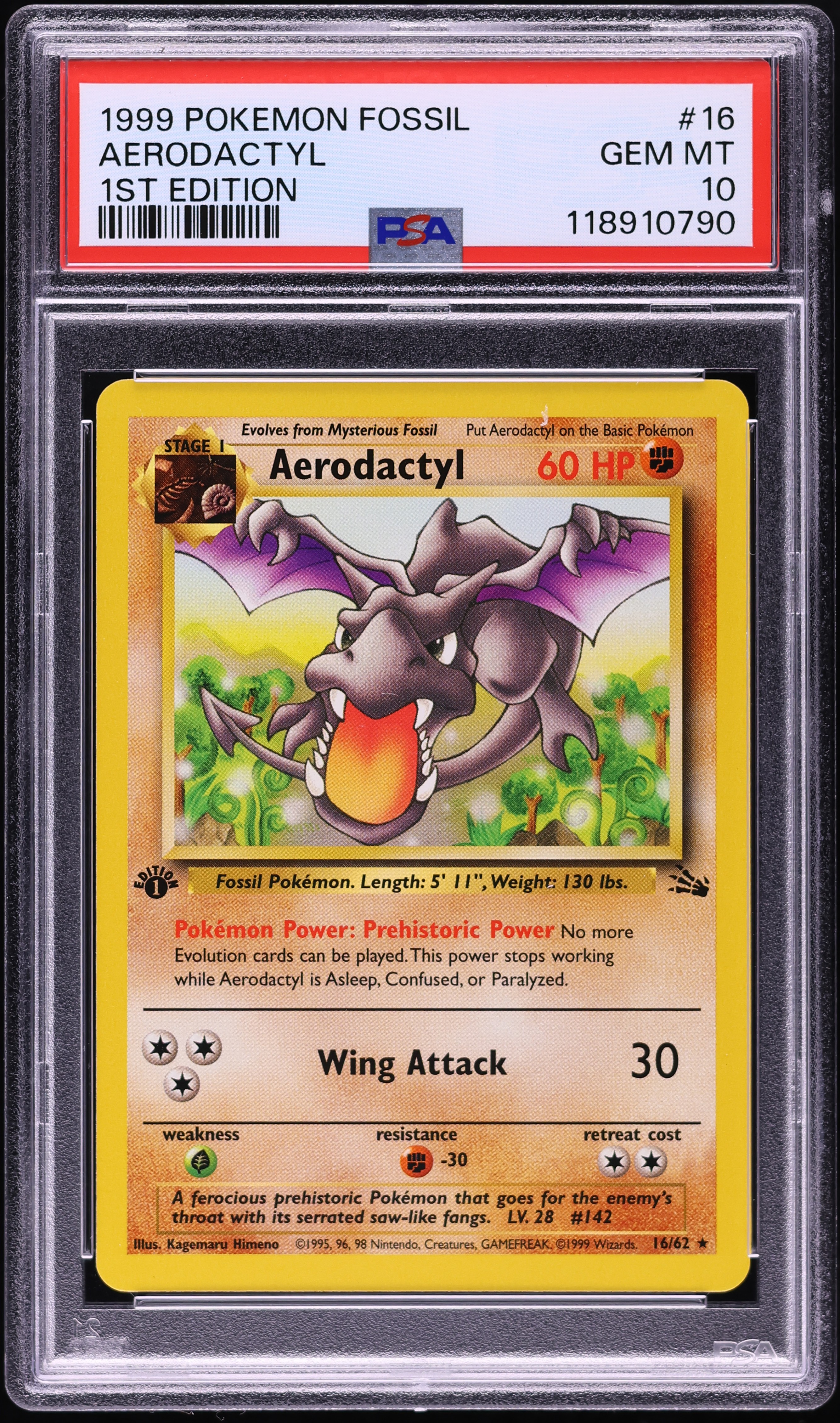 1999 Pokemon Fossil 1st Edition Aerodactyl #16 PSA 10 GEM MINT on