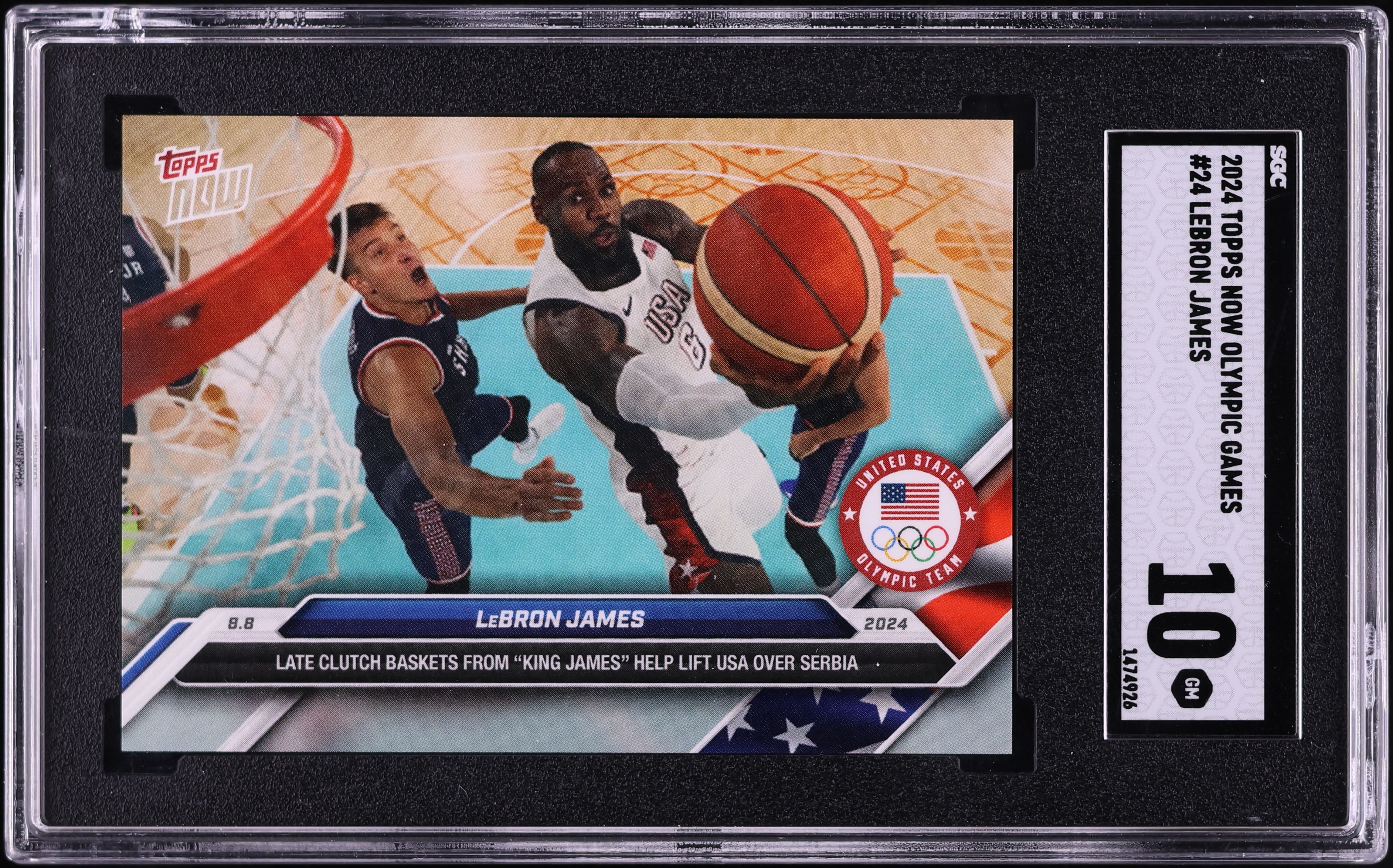 2024 Topps Now Olympic Games LeBron James #24 SGC 10 GEM MINT on 