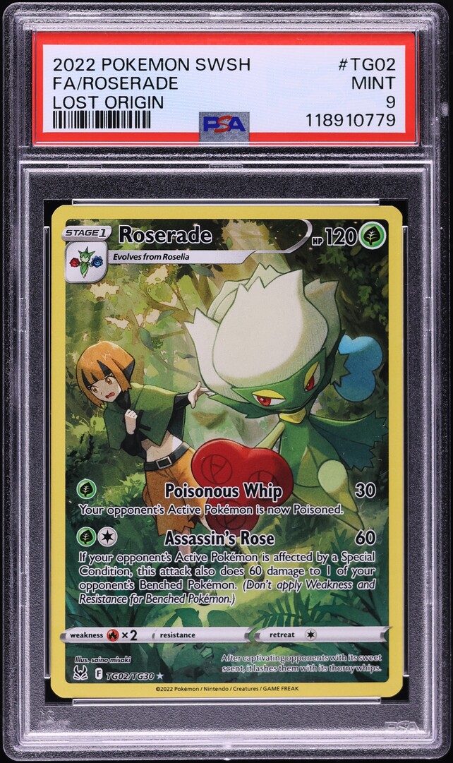 2022 Pokemon Sword & Shield Lost Origin Full Art Roserade #TG02 PSA 9 MINT