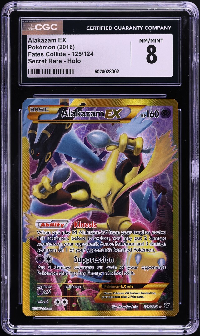 2016 Pokemon XY Fates Collide Full Art Alakazam EX #125 CGC 8 NM-MT