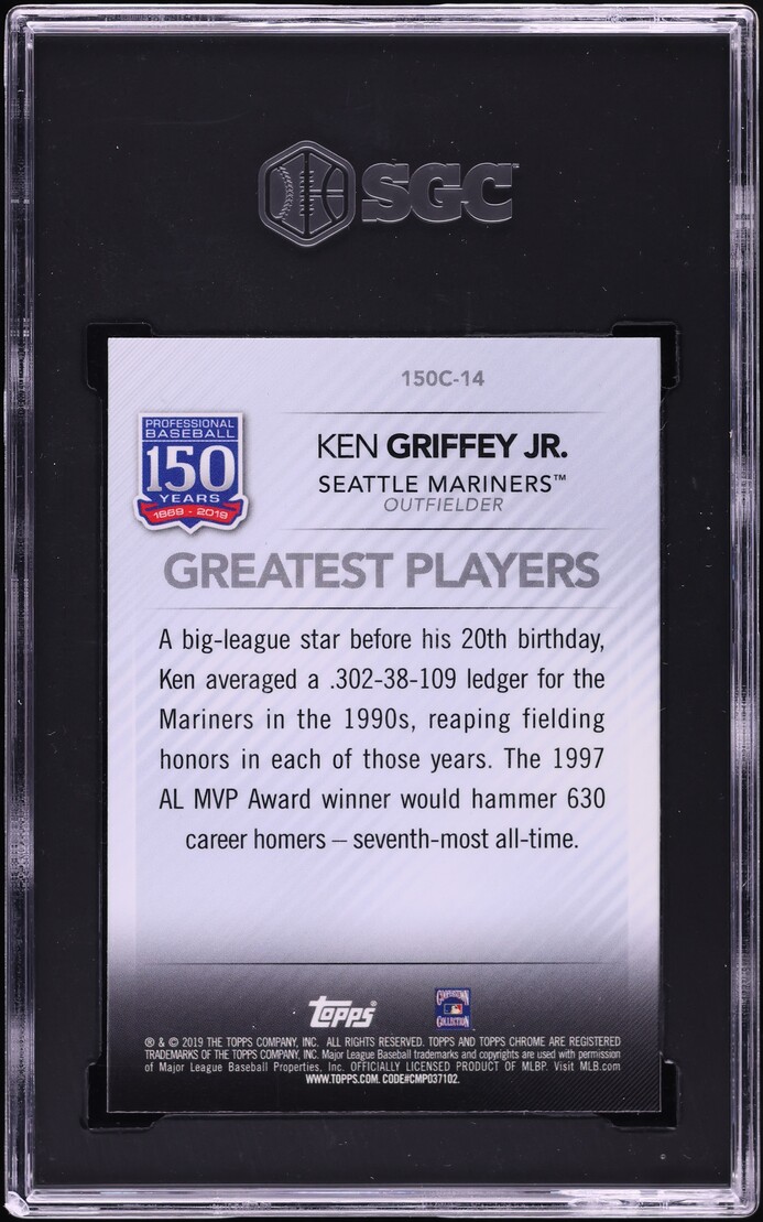 2019 Topps Chrome Update 150 Years Of Baseball Ken Griffey Jr. #150C-14 SGC 10