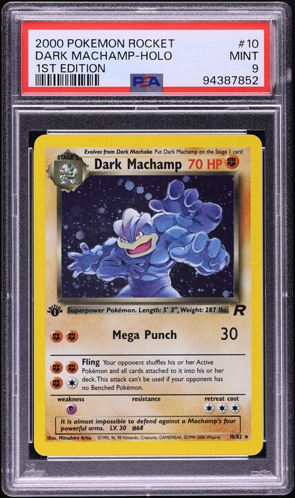 2000 Pokemon Team Rocket 1st Edition Holo Dark Machamp #10 PSA 9 MINT