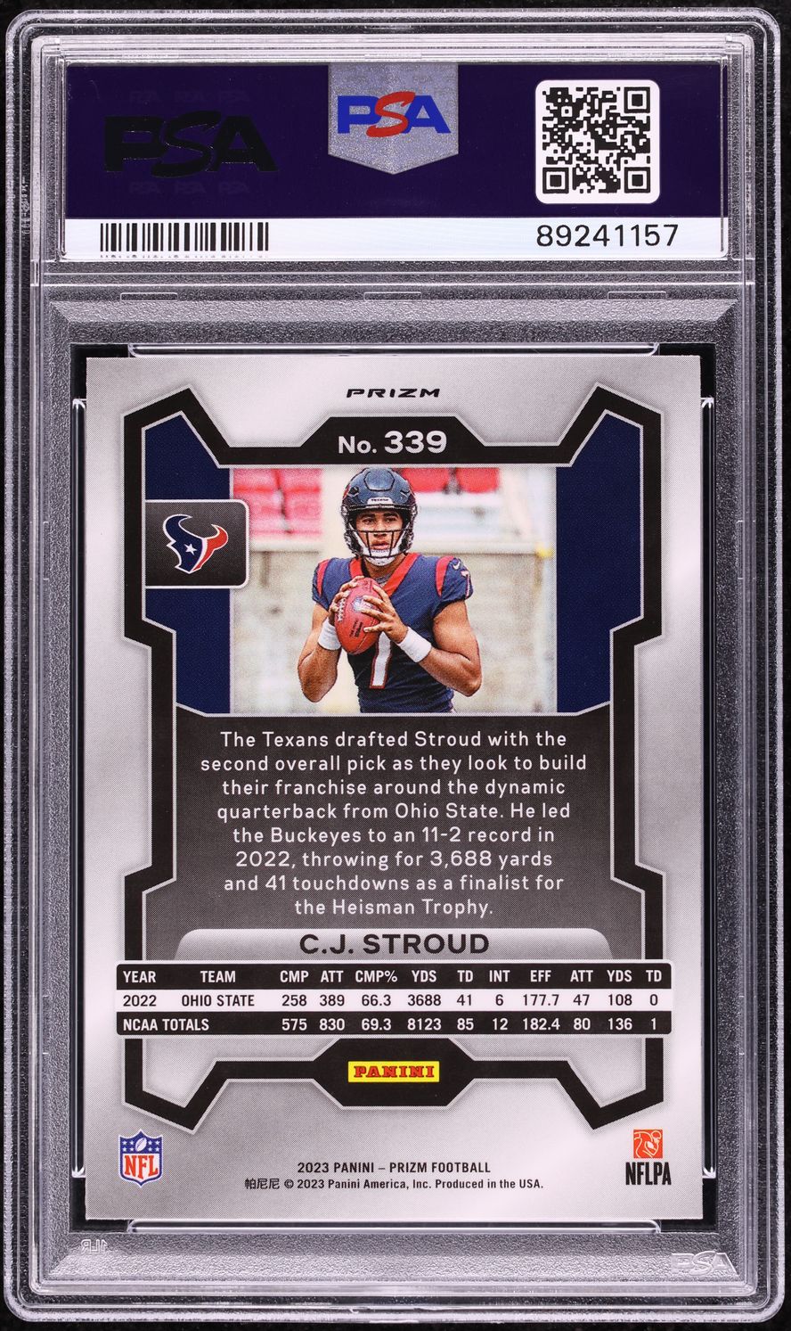 2023 Panini Prizm White Sparkle C.J. Stroud ROOKIE #339 PSA 10 GEM MINT