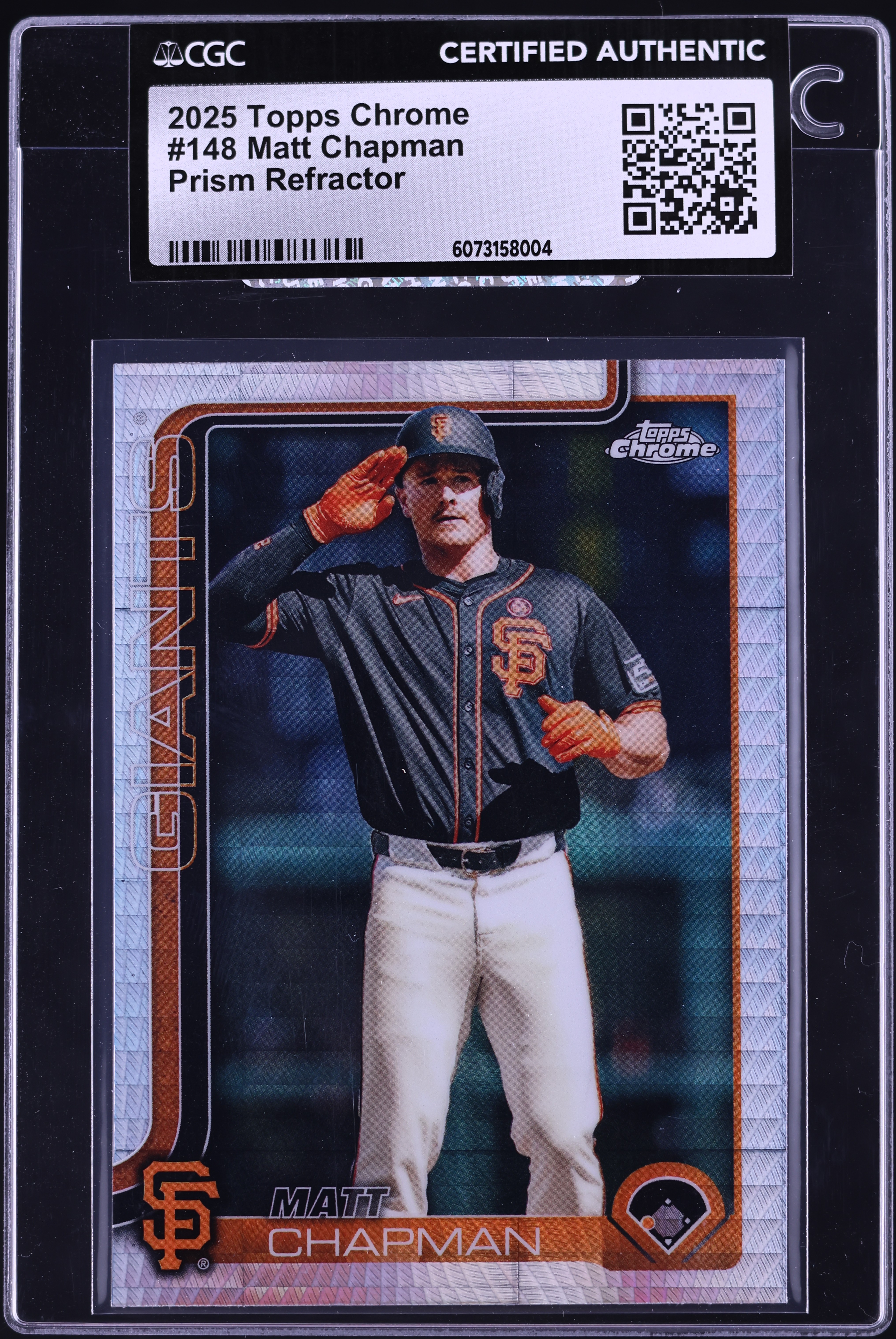 2025 Topps Chrome Prism Refractor Matt Chapman #148 CGC AUTH on 