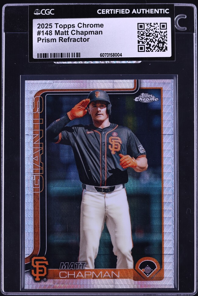 2025 Topps Chrome Prism Refractor Matt Chapman #148 CGC AUTH on