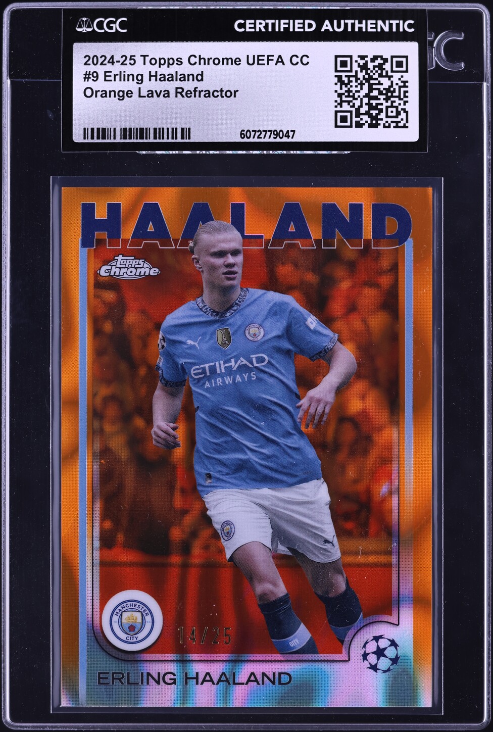 2024 Topps Chrome UEFA Orange Lava Refractor Erling Haaland /25 #9 