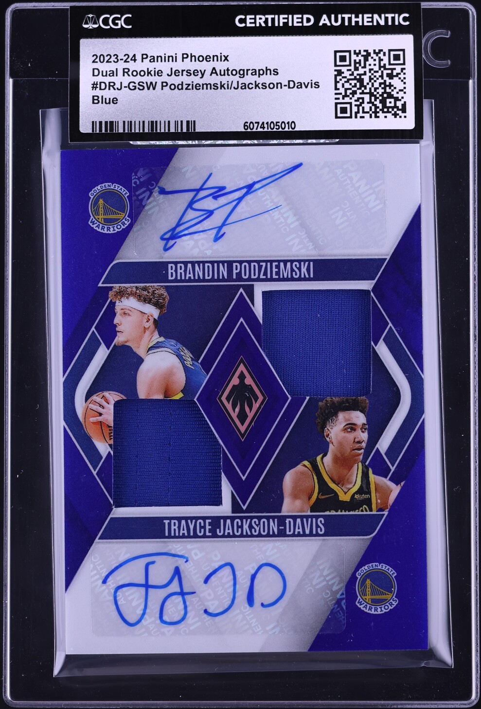 2023 Panini Phoenix Blue Brandin Podziemski & Trayce Jackson-Davis RC PATCH AUTO /25 CGC AUTH