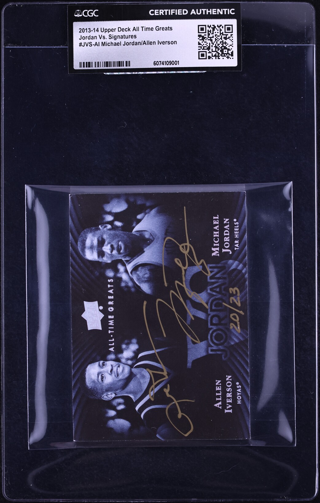 2013 UD All Time Greats Vs. Michael Jordan Allen Iverson AUTO /23 CGC AUTH