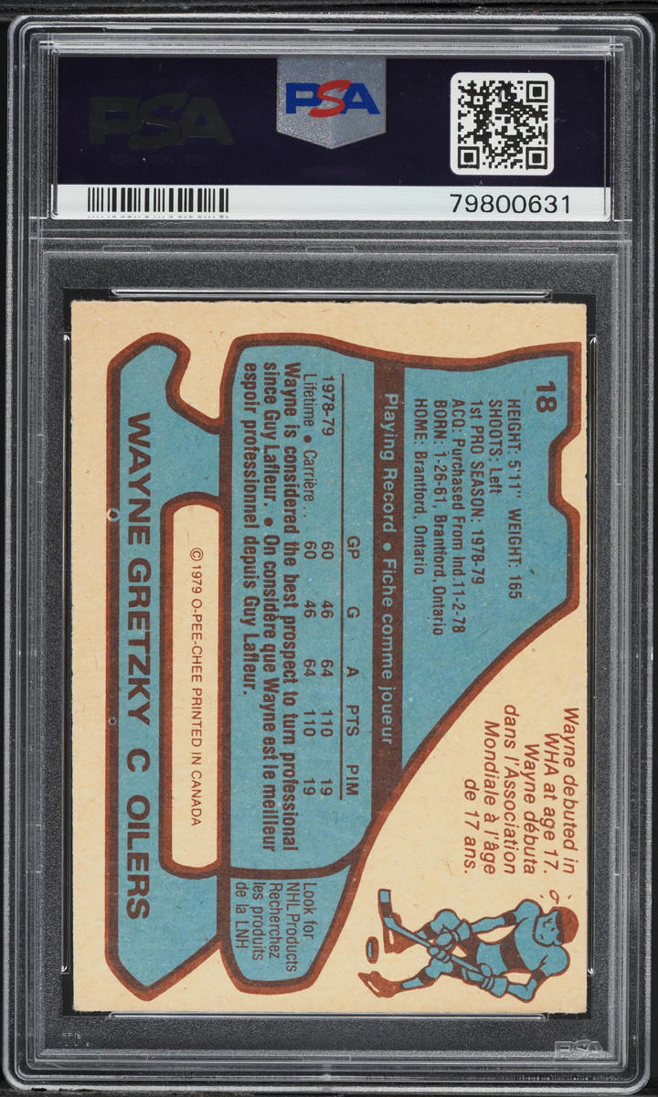 1979 O-Pee-Chee Hockey Wayne Gretzky ROOKIE #18 PSA 5 EX