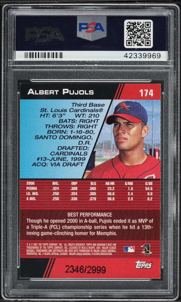 2001 Bowman's Best Albert Pujols ROOKIE /2999 #174 PSA 10 GEM MINT