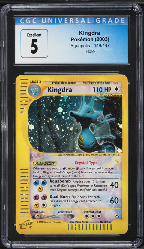 2003 Pokemon Aquapolis Holo Crystal Kingdra #148 CGC 5 EX