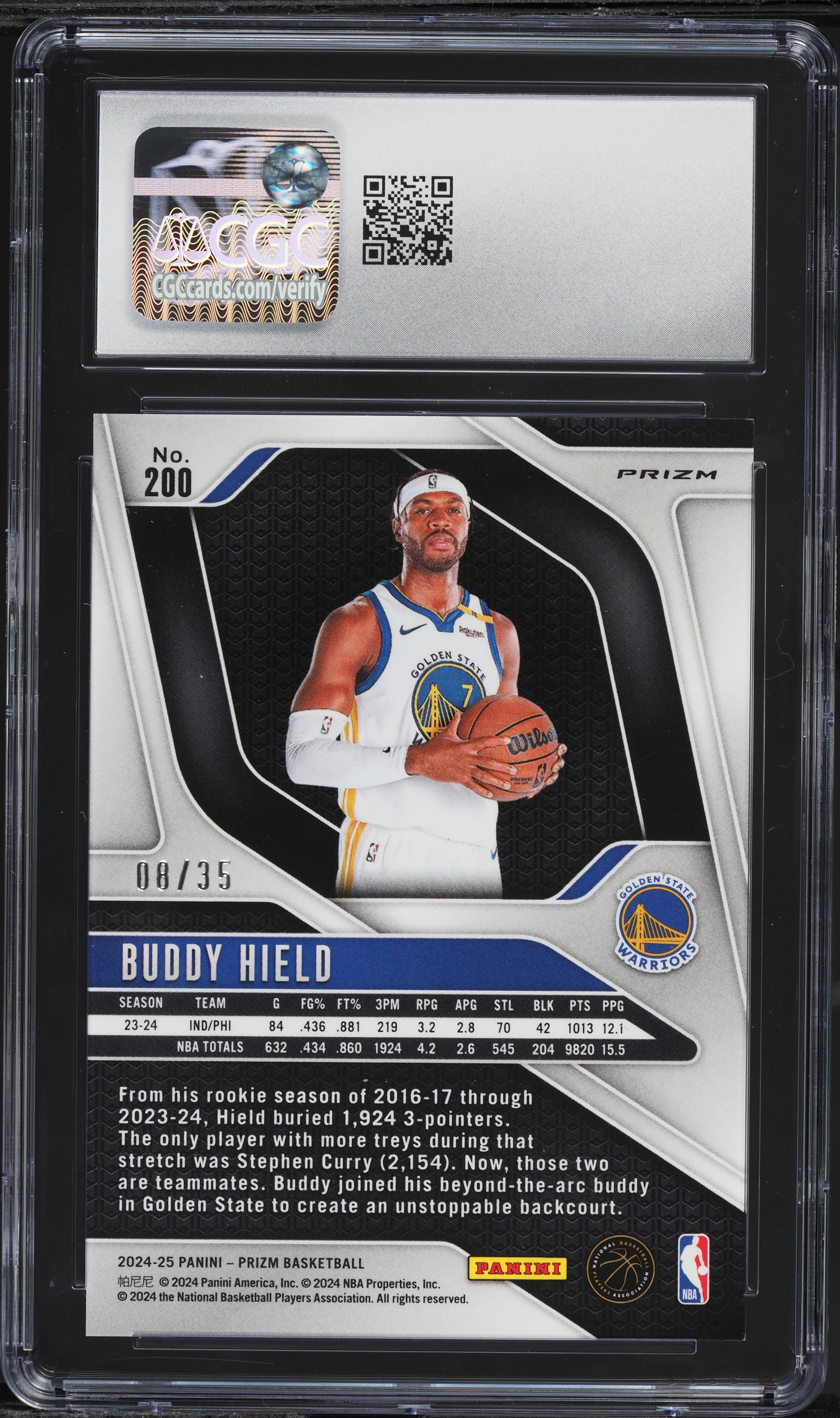 2024 Panini Prizm Purple Pulsar Buddy Hield /35 #200 CGC 9 MINT on