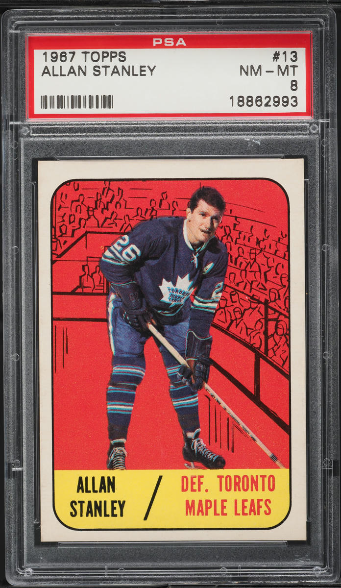 1967 Topps Hockey Allan Stanley #13 PSA 8 NM-MT