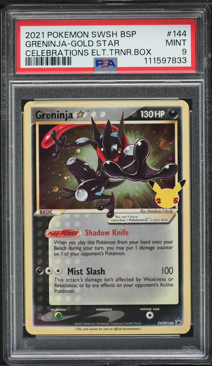 2021 Pokemon SWSH Black Star Promo Celebrations Greninja Gold Star #144 PSA 9