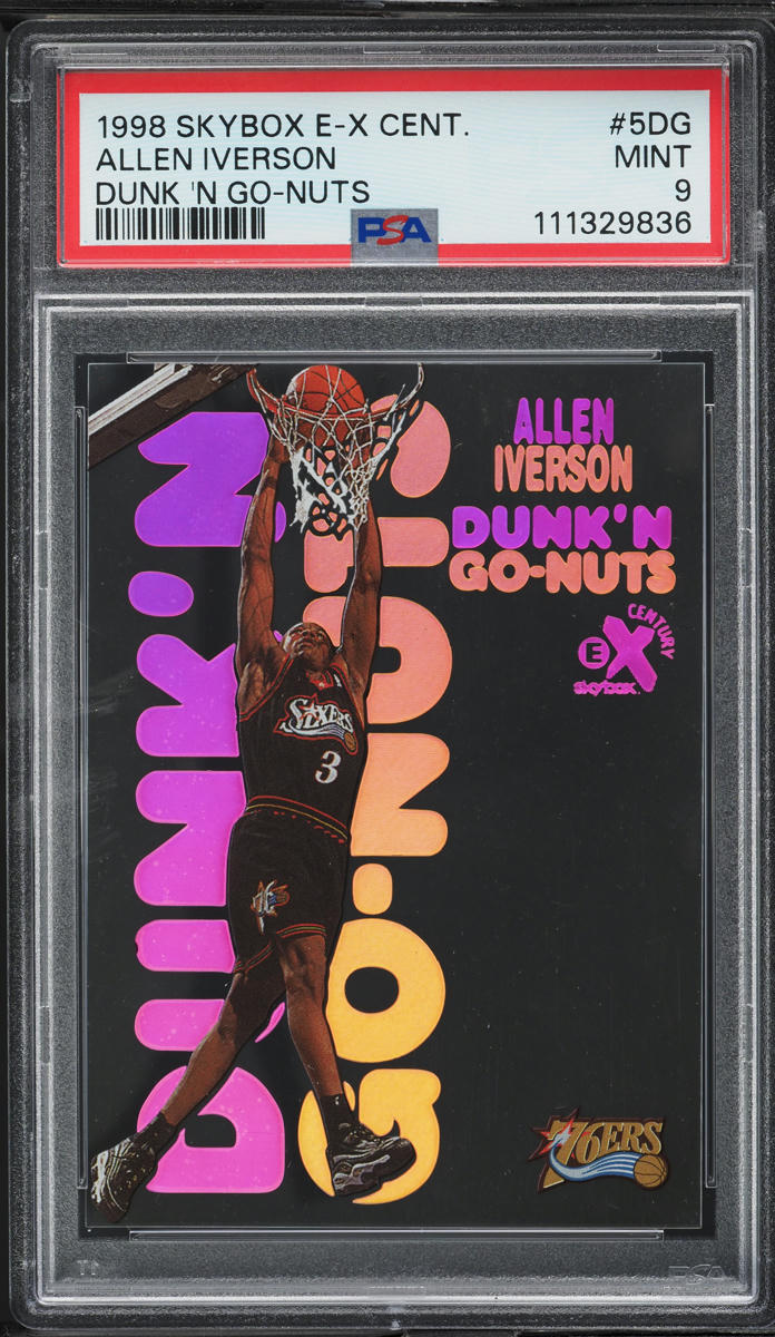 1998 Skybox E-X Century Dunk 'N Go-Nuts Allen Iverson #5DG PSA 9 MINT on  Fanatics Collect, image size:696x1200