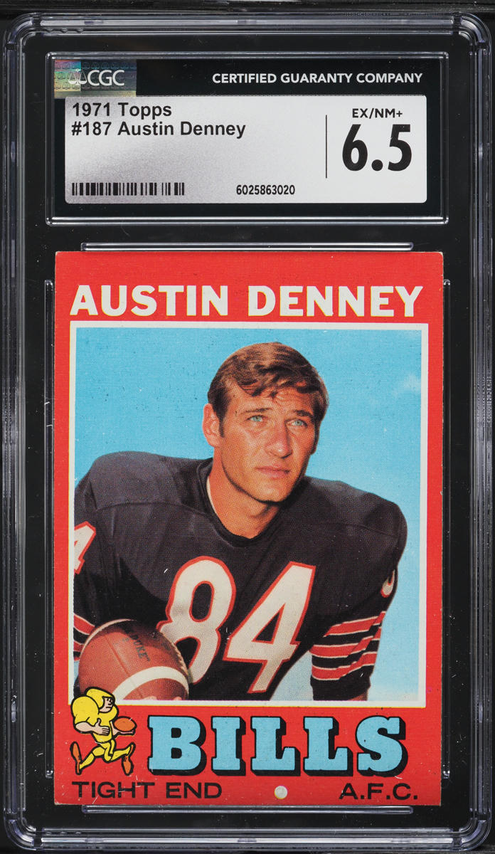 1971 Topps Football Austin Denney #187 CGC 6.5 EXMT+