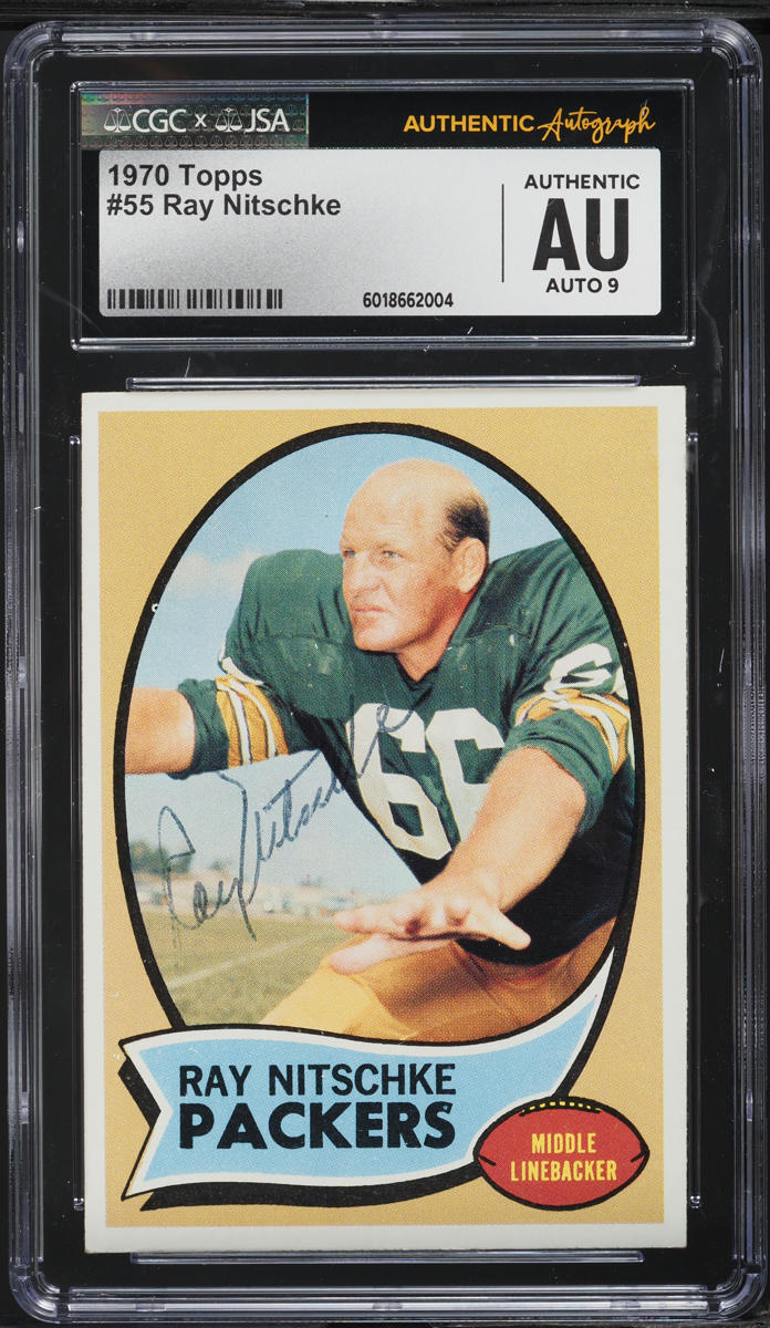 1970 Topps Football Ray Nitschke AUTO #55 JSA CGC AUTH