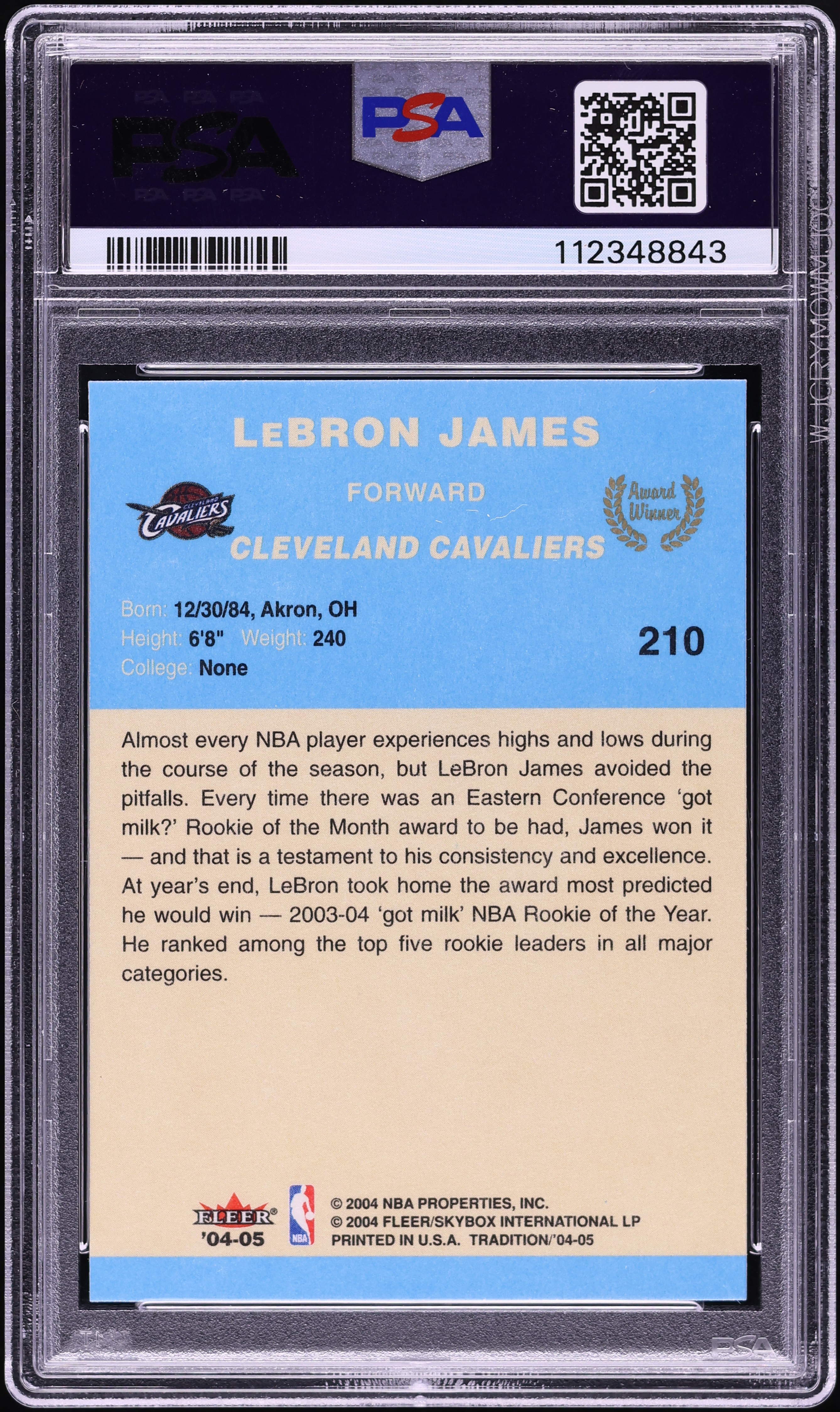 2004 Fleer Tradition Blue LeBron James #210 PSA 10 GEM MINT on