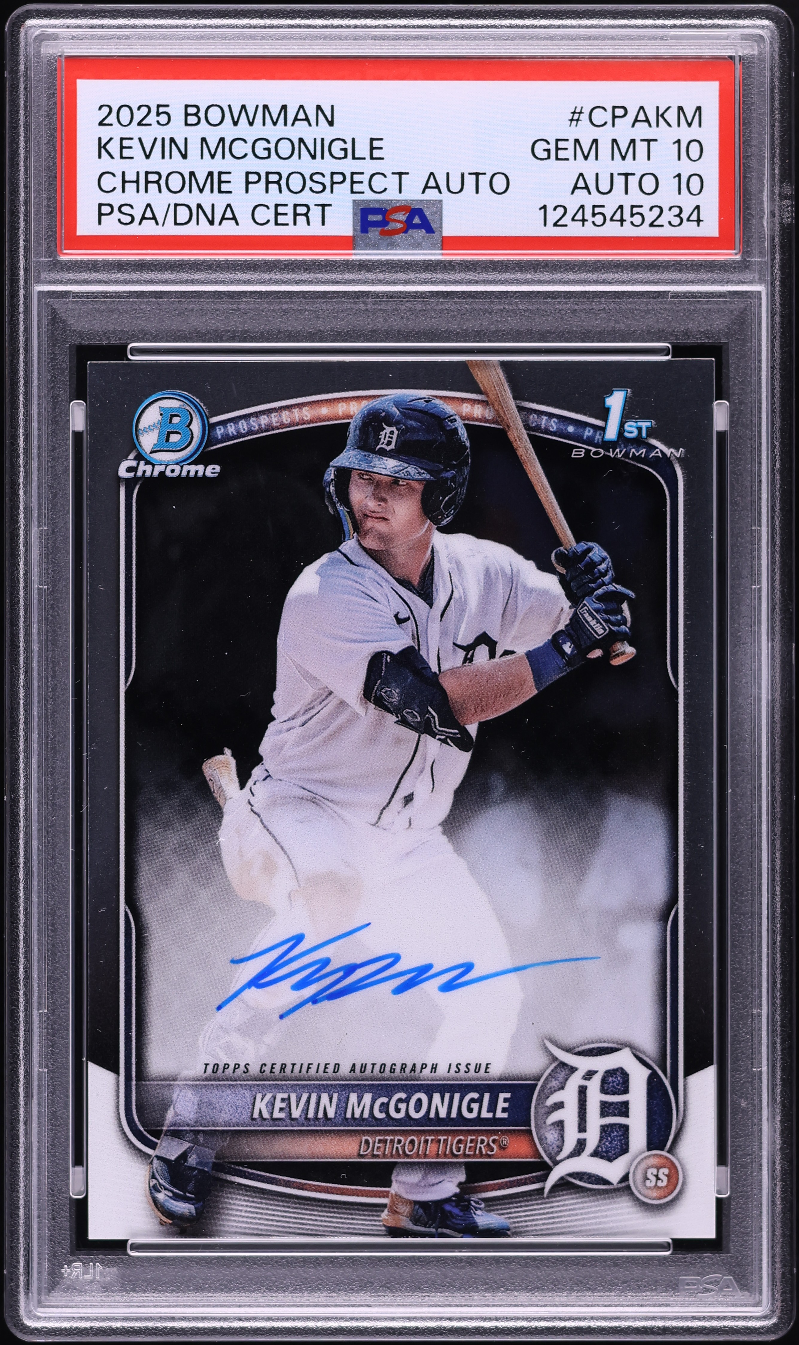 2025 Bowman Chrome Kevin McGonigle PROSPECT AUTO DNA 10 #CPAKM PSA 
