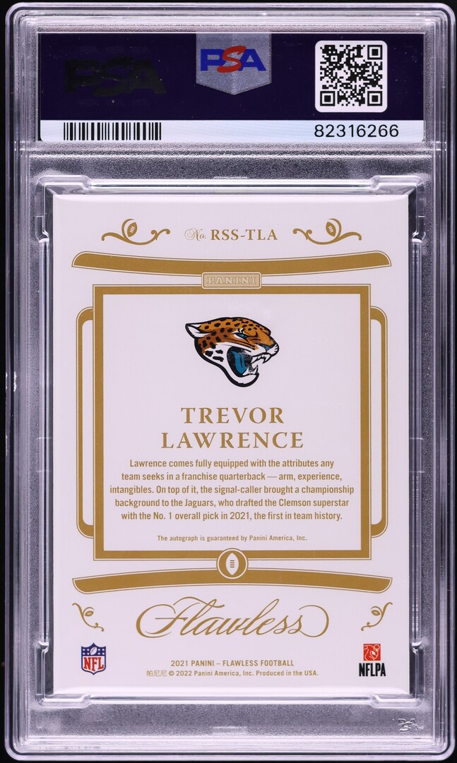 2021 Panini Flawless Shadow Trevor Lawrence ROOKIE AUTO /20 #RSS-TLA PSA 10 GEM