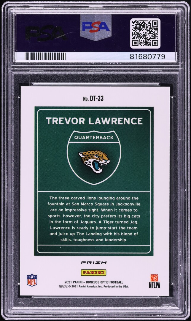 2021 Donruss Optic Downtown Trevor Lawrence ROOKIE #DT-33 PSA 10 GEM MINT