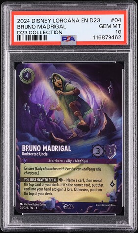lorcana bruno card 2024 Disney En D23 Collection Expo Promo #04 Madrigal PSA 10 39/204 Description Disney Lorcana Trading Card Game