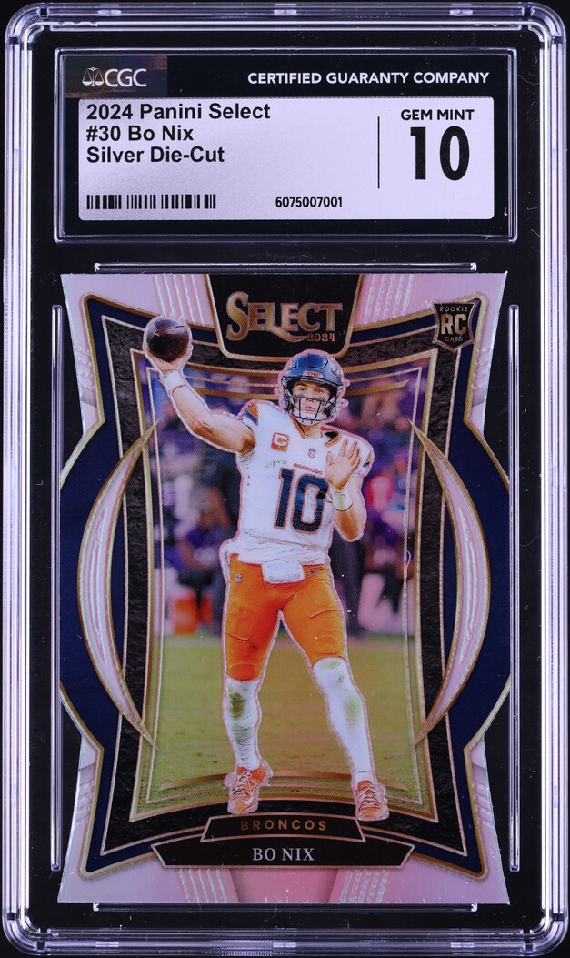 2024 Select Concourse Silver Die-Cut Bo Nix ROOKIE #30 CGC 10 GEM