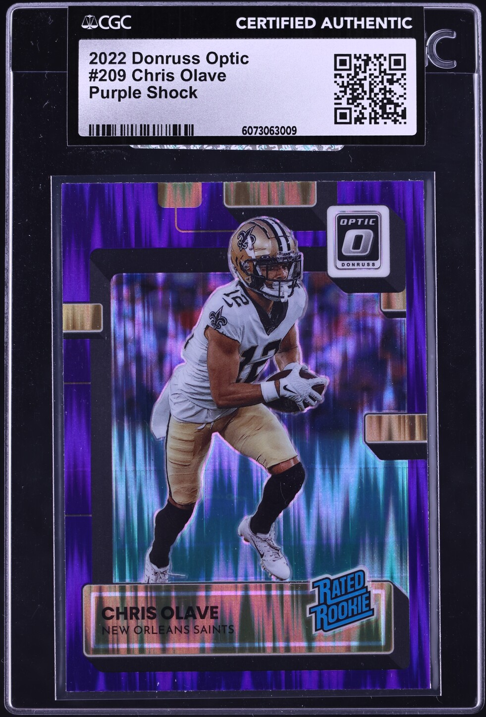 2022 Donruss Optic Purple Shock Chris Olave ROOKIE #209 CGC AUTH