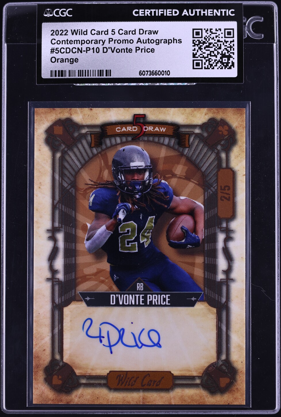 2022 WC 5 Card Draw Contemporary Promo Orange D'Vonte Price RC AUTO /5 CGC AUTH