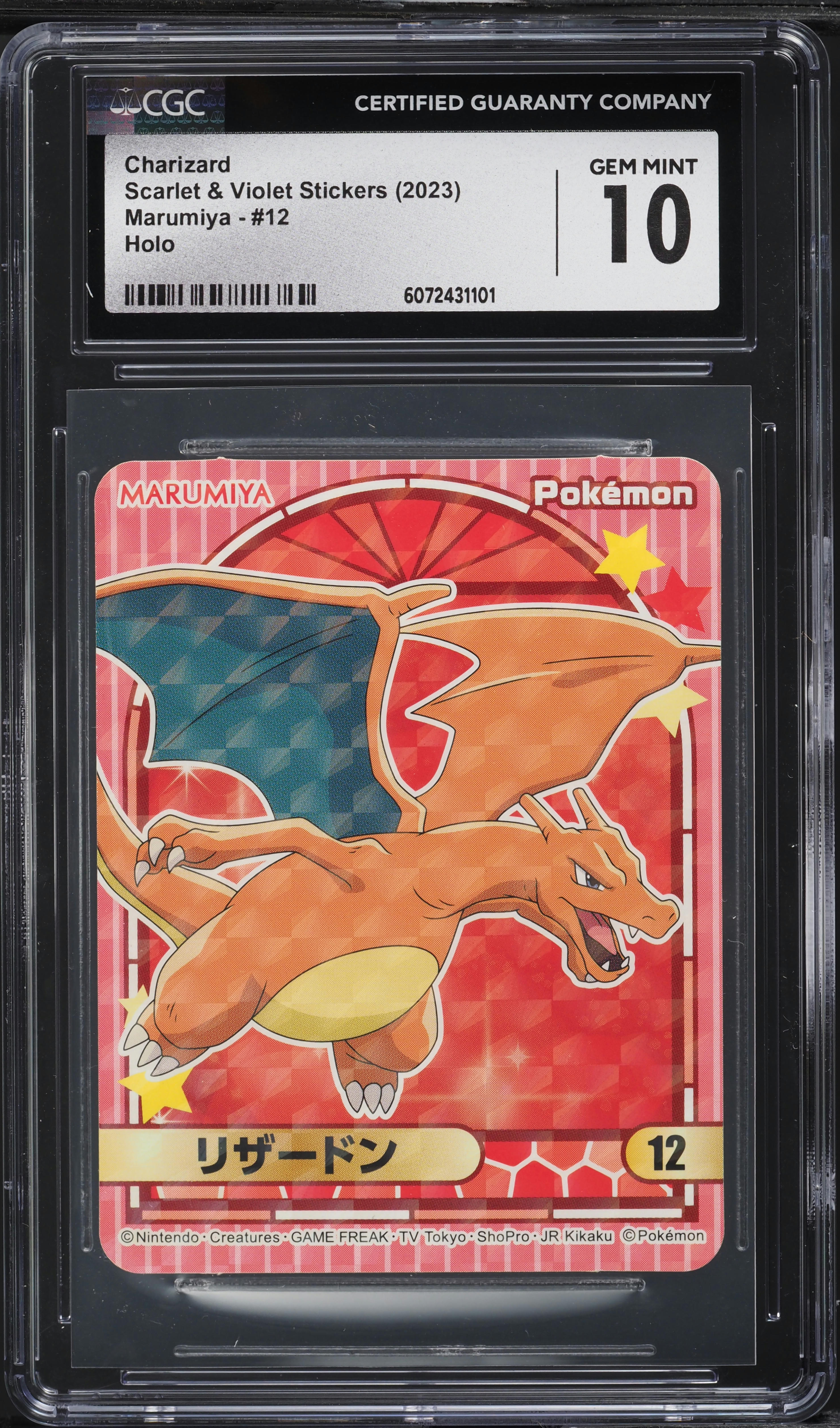 2023 Pokemon Japanese SV Stickers Marumiya Holo Charizard #12 CGC