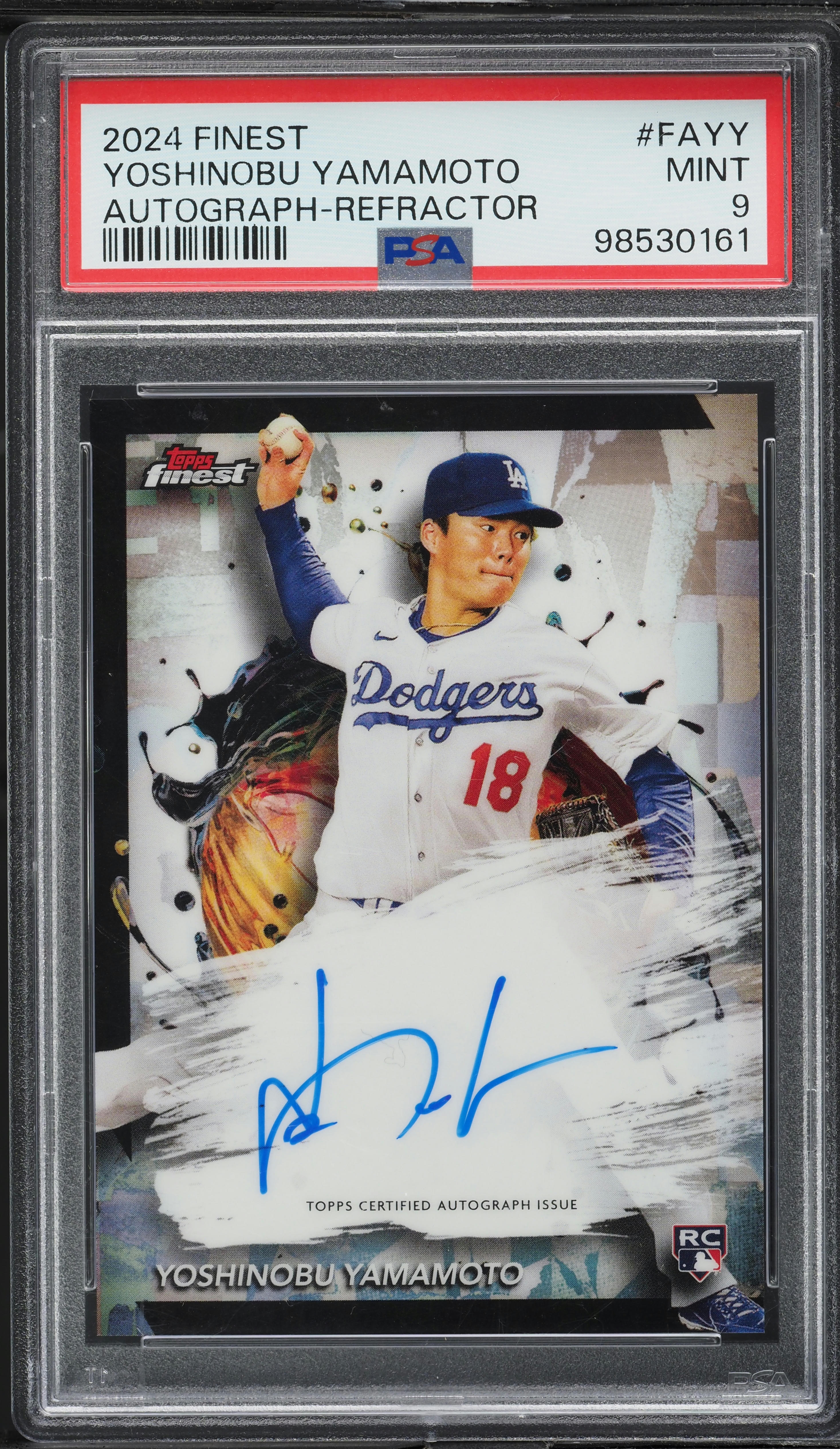 2024 Finest Refractor Yoshinobu Yamamoto ROOKIE AUTO #FA-YY PSA 9