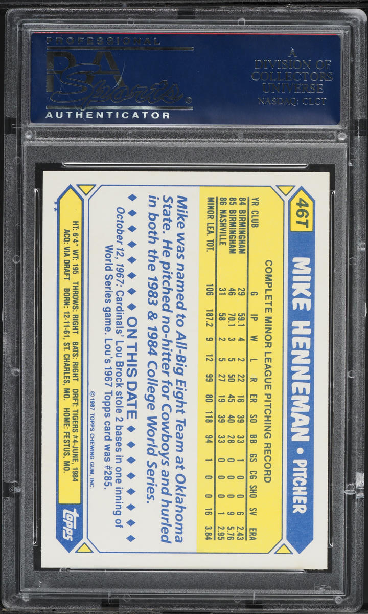 1987 Topps Traded Mike Henneman #46T PSA 10 GEM MINT