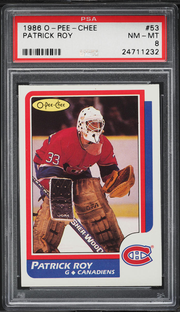 1986 O-Pee-Chee Hockey Patrick Roy ROOKIE #53 PSA 8 NM-MT