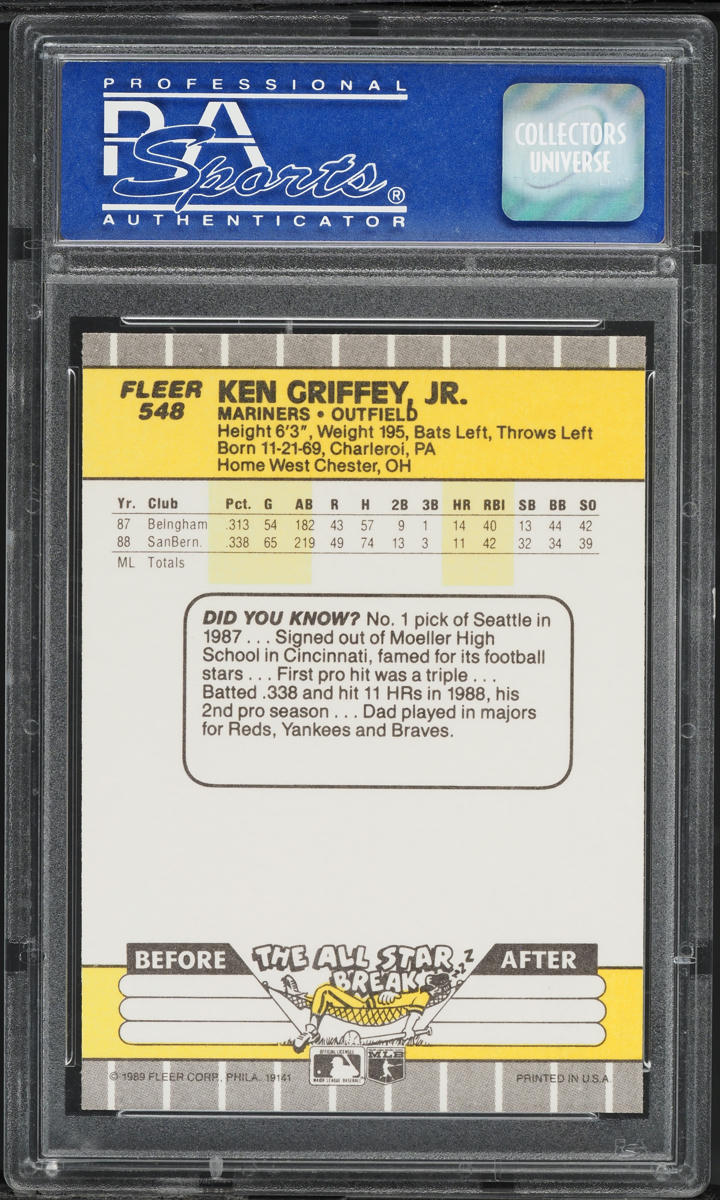 1989 Fleer Ken Griffey Jr. ROOKIE #548 PSA 10 GEM MINT