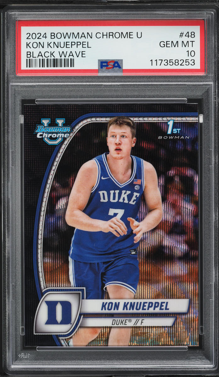 2024 Bowman Chrome University Black Wave Kon Knueppel ROOKIE #48 PSA 10 GEM MINT