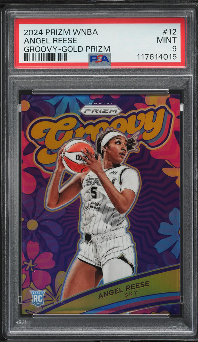 2024 Panini Prizm WNBA Groovy Gold Prizm Angel Reese ROOKIE /10 #12 PSA 9 MINT