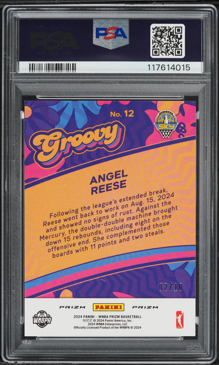 2024 Panini Prizm WNBA Groovy Gold Prizm Angel Reese ROOKIE /10 #12 PSA 9 MINT