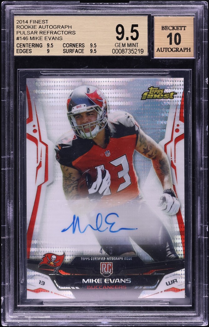 2014 Finest Pulsar Refractor Mike Evans ROOKIE AUTO /5 #146 BGS 9.5 GEM MINT