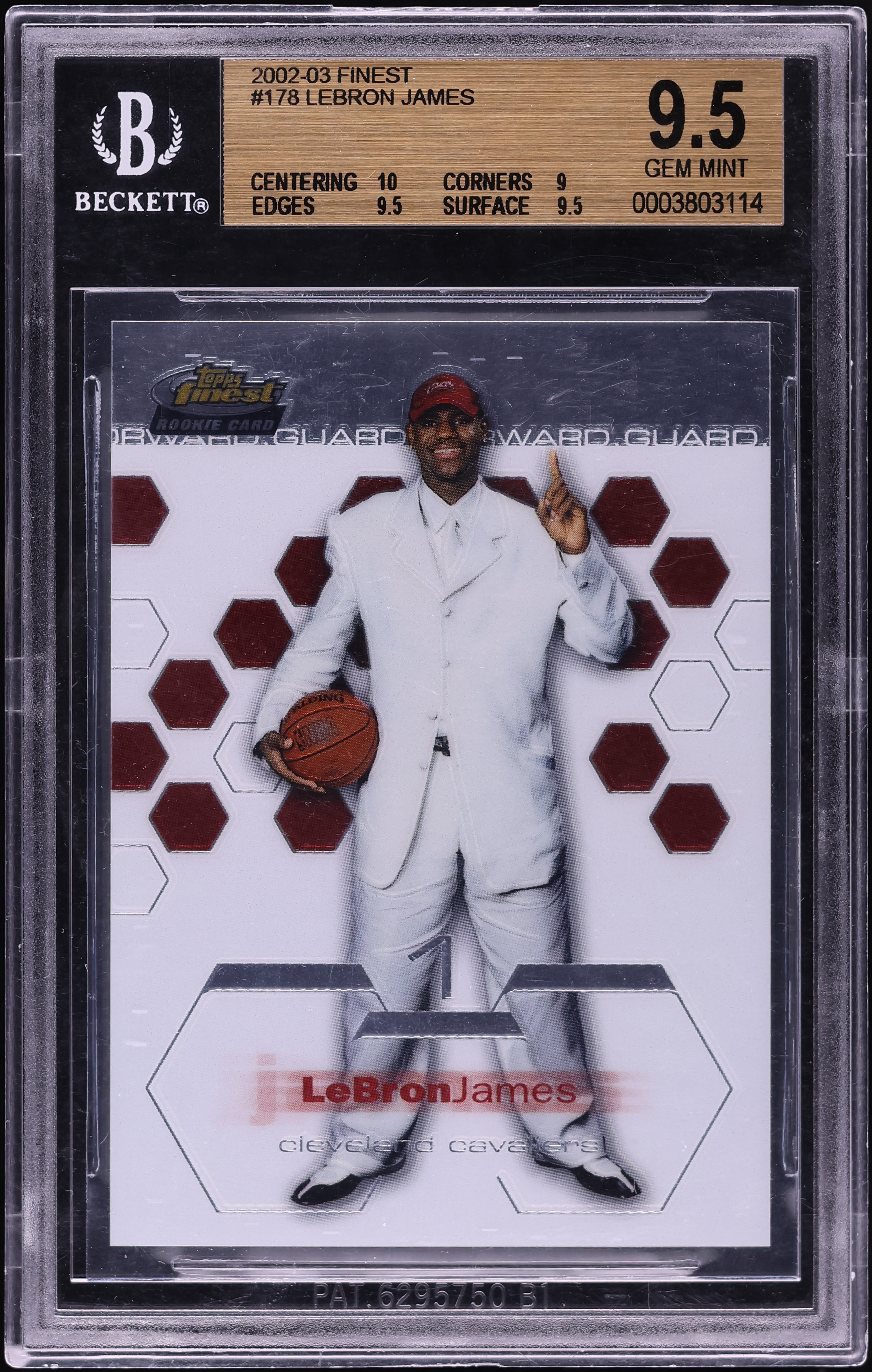 2002 Finest Basketball LeBron James ROOKIE #178 BGS 9.5 GEM MINT