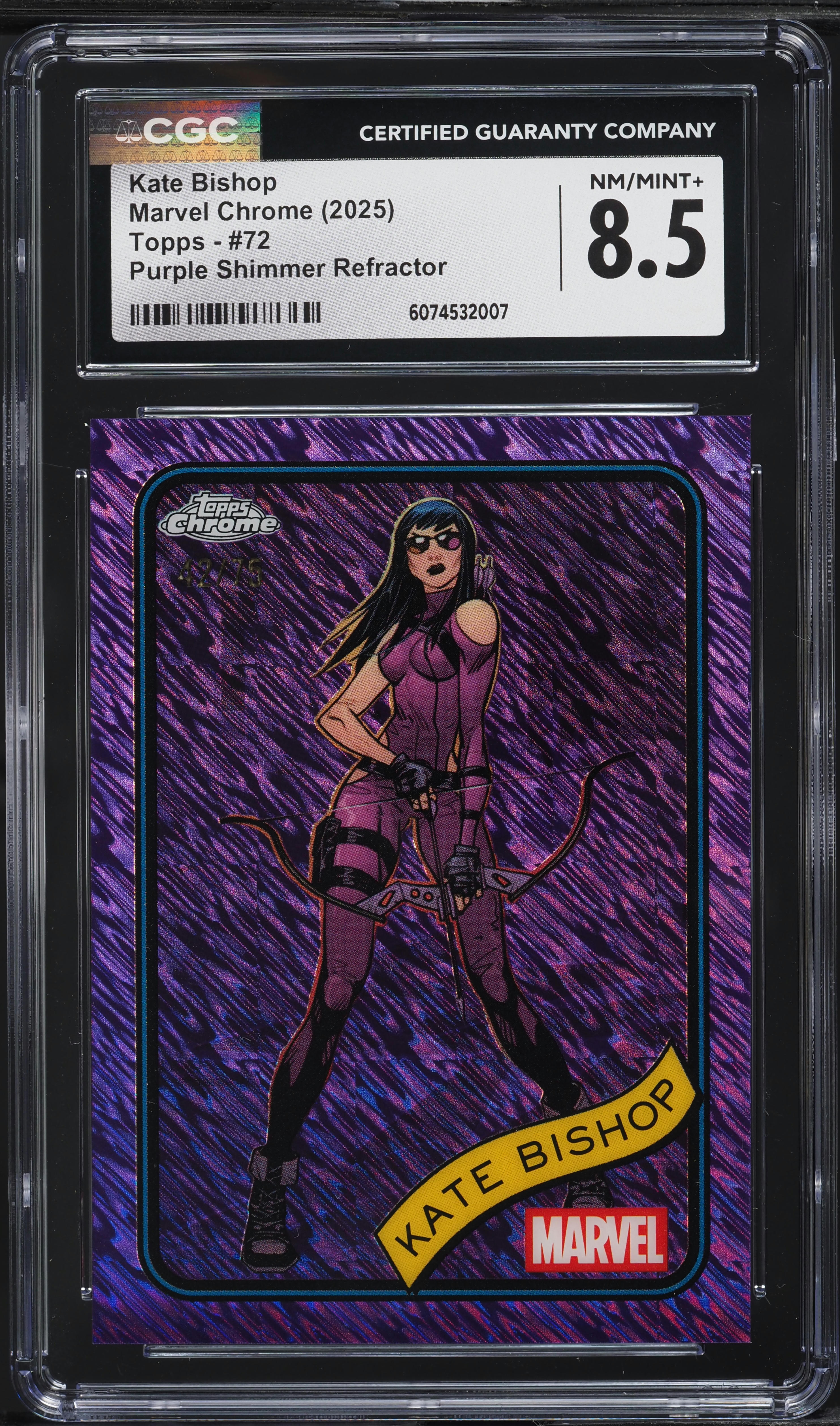 2025 Topps Chrome Marvel Purple Shimmer Refractor Kate Bishop /75