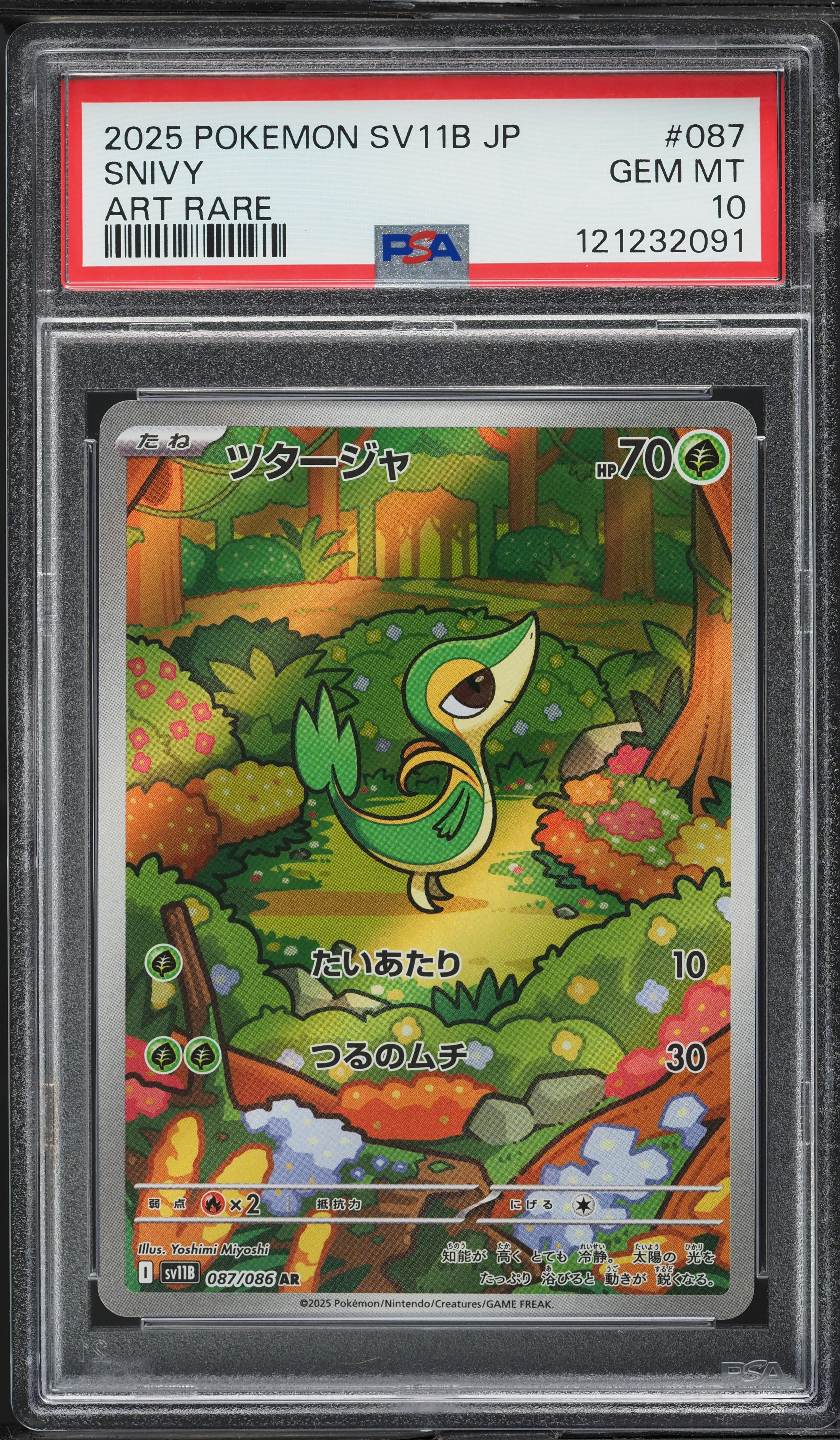ポケモンカードゲーム 2025 POKEMON SV11B SNIVY ART RARE PSA 10 Snivy AR 087/086 SV11B Black Bolt - Pokemon Card Japanese Scarlet