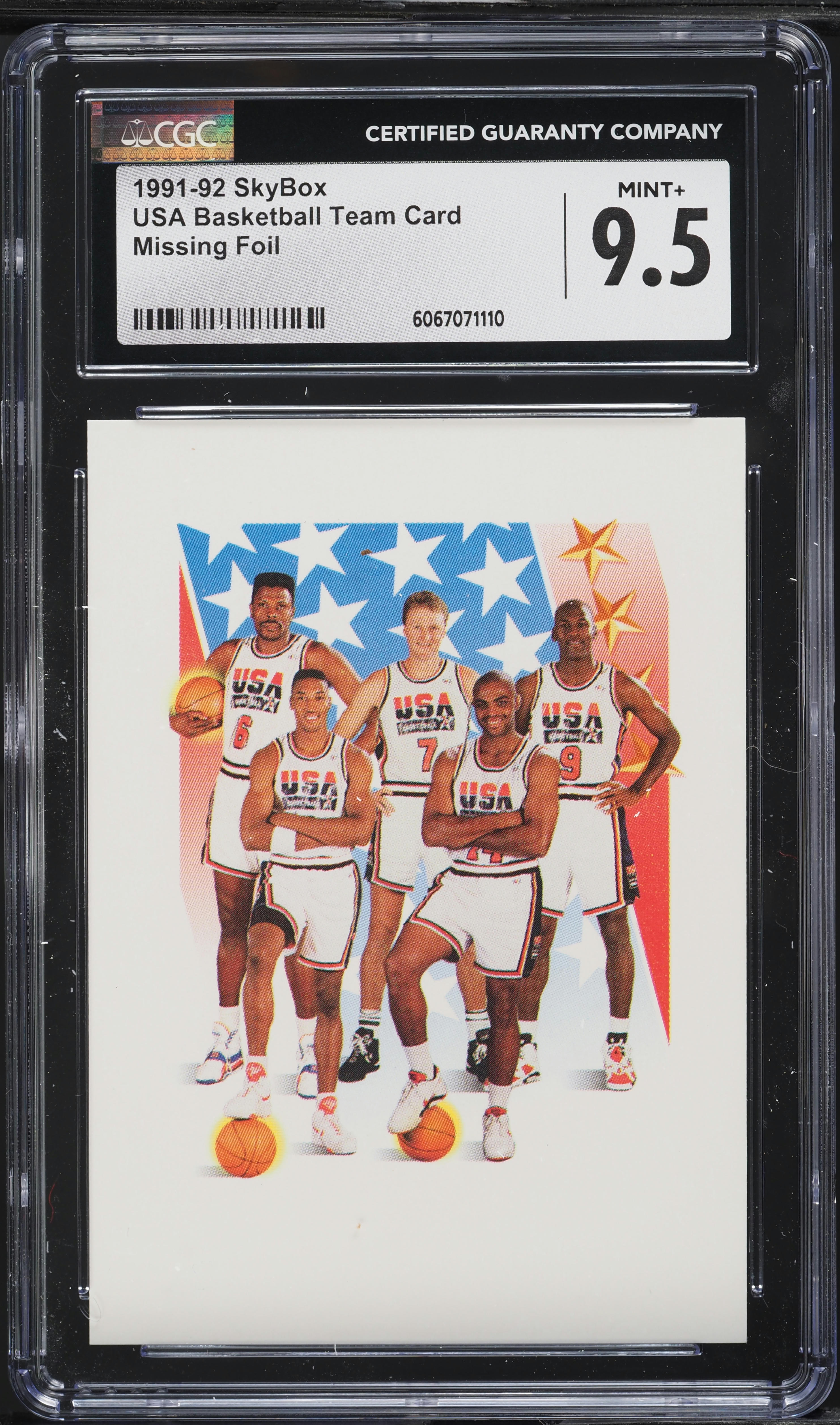 1991 Skybox USA Basketball Team Card MISSING FOIL CGC 9.5 MINT+ on