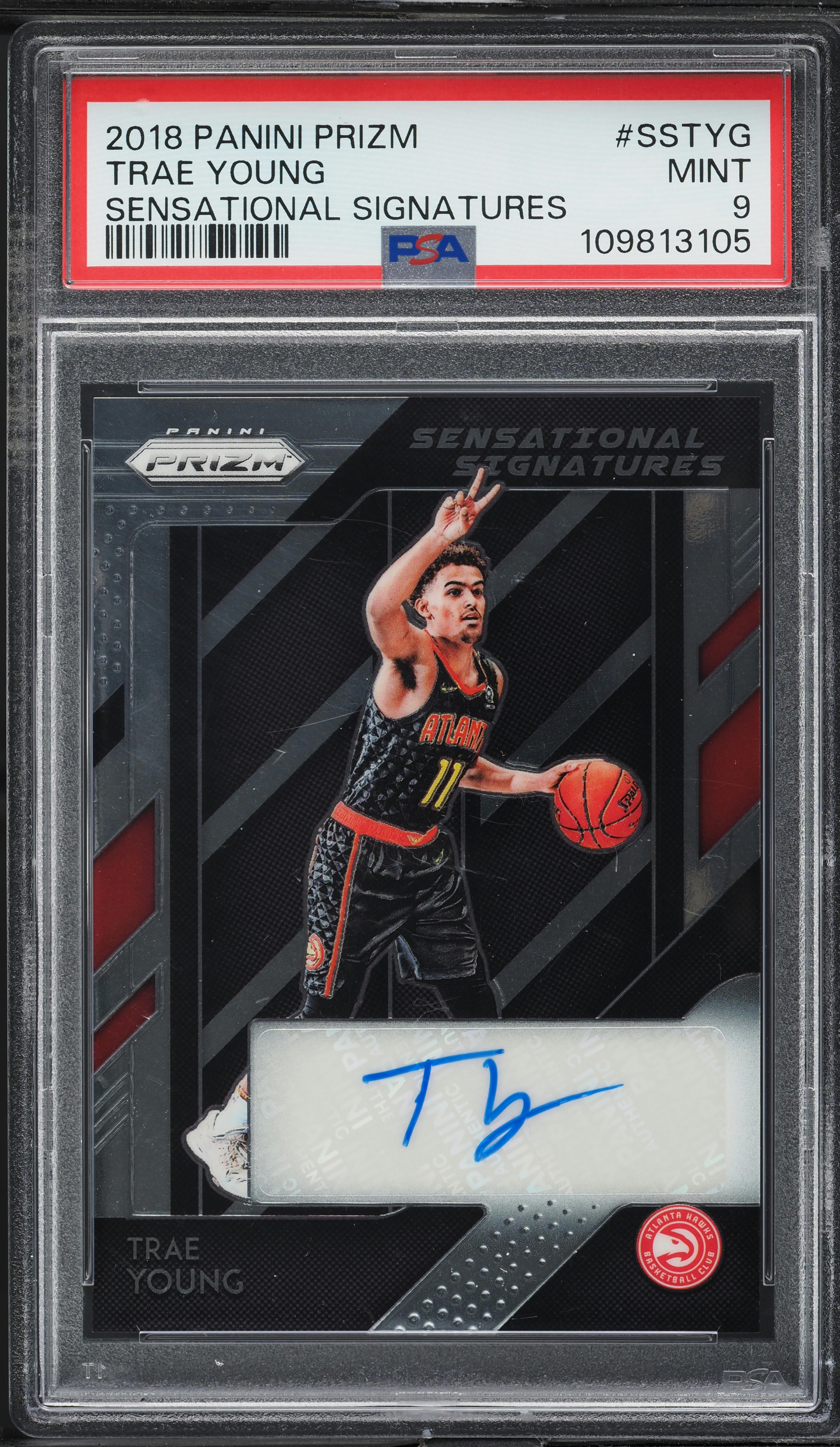 2018 Panini Prizm Sensational Trae Young ROOKIE AUTO #SS-TYG PSA 9
