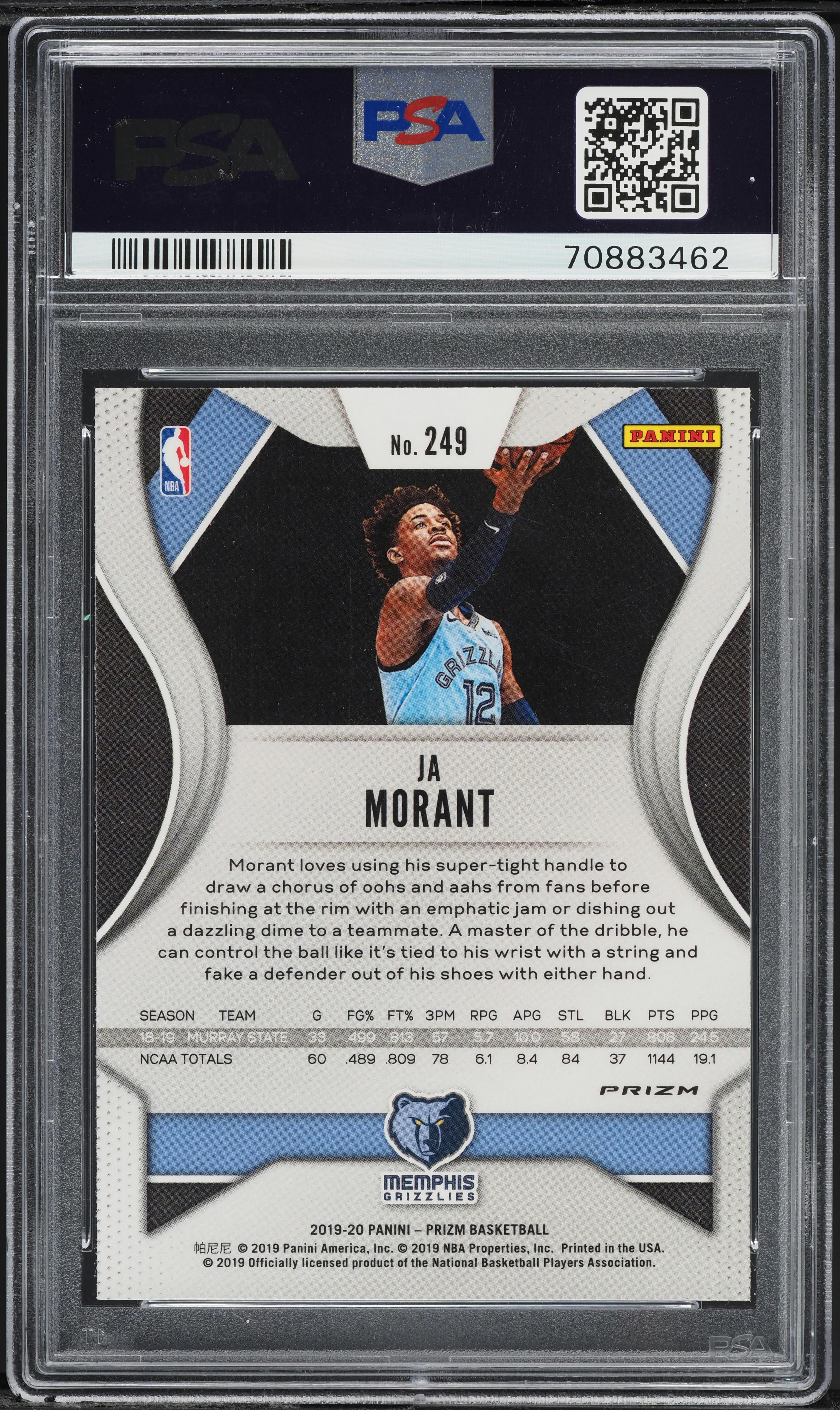 2019 Panini Prizm Variation Fast Break Ja Morant ROOKIE #249 PSA