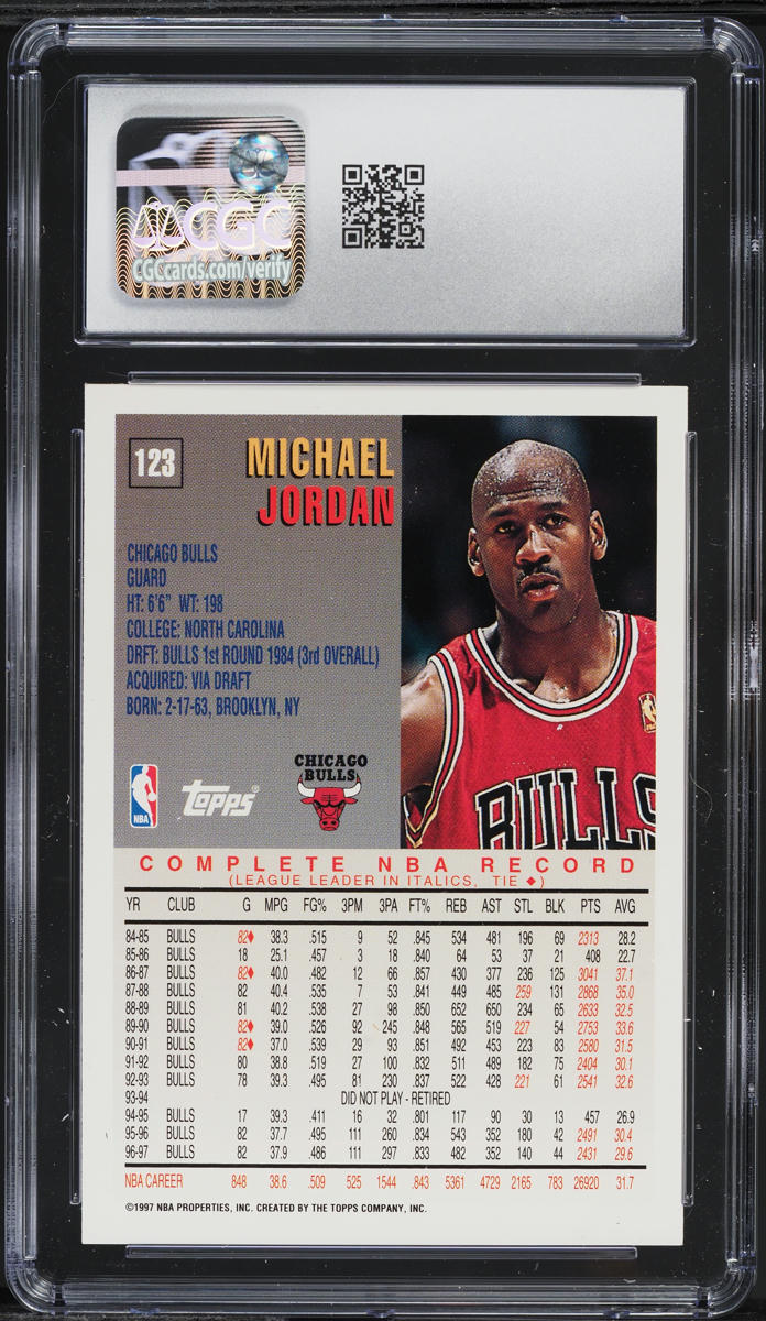 1997 Topps Basketball Michael Jordan #123 CGC 9 MINT