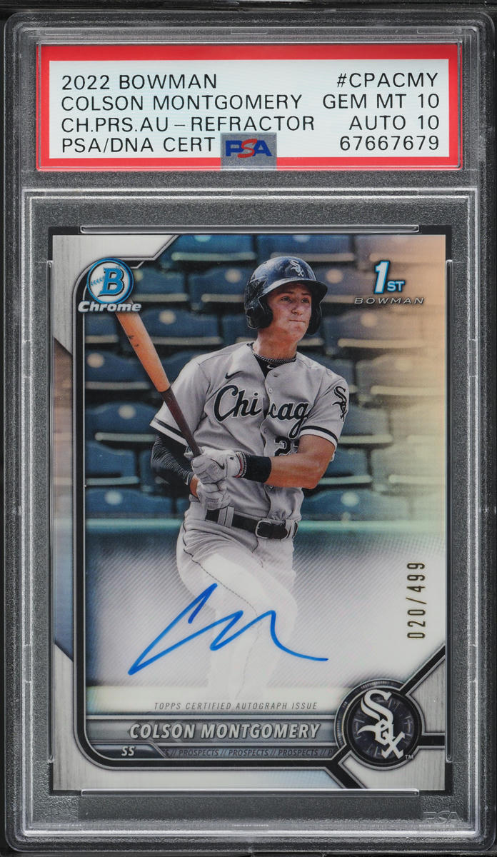 2022 Bowman Chrome Refractor Colson Montgomery PROSPECT AUTO DNA 10 /499 PSA 10