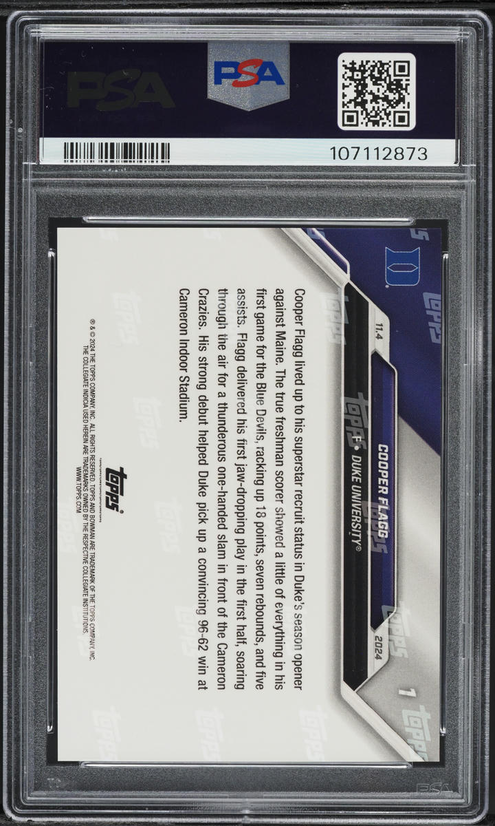 2024 Bowman University Now Cooper Flagg ROOKIE #1 PSA 10 GEM MINT