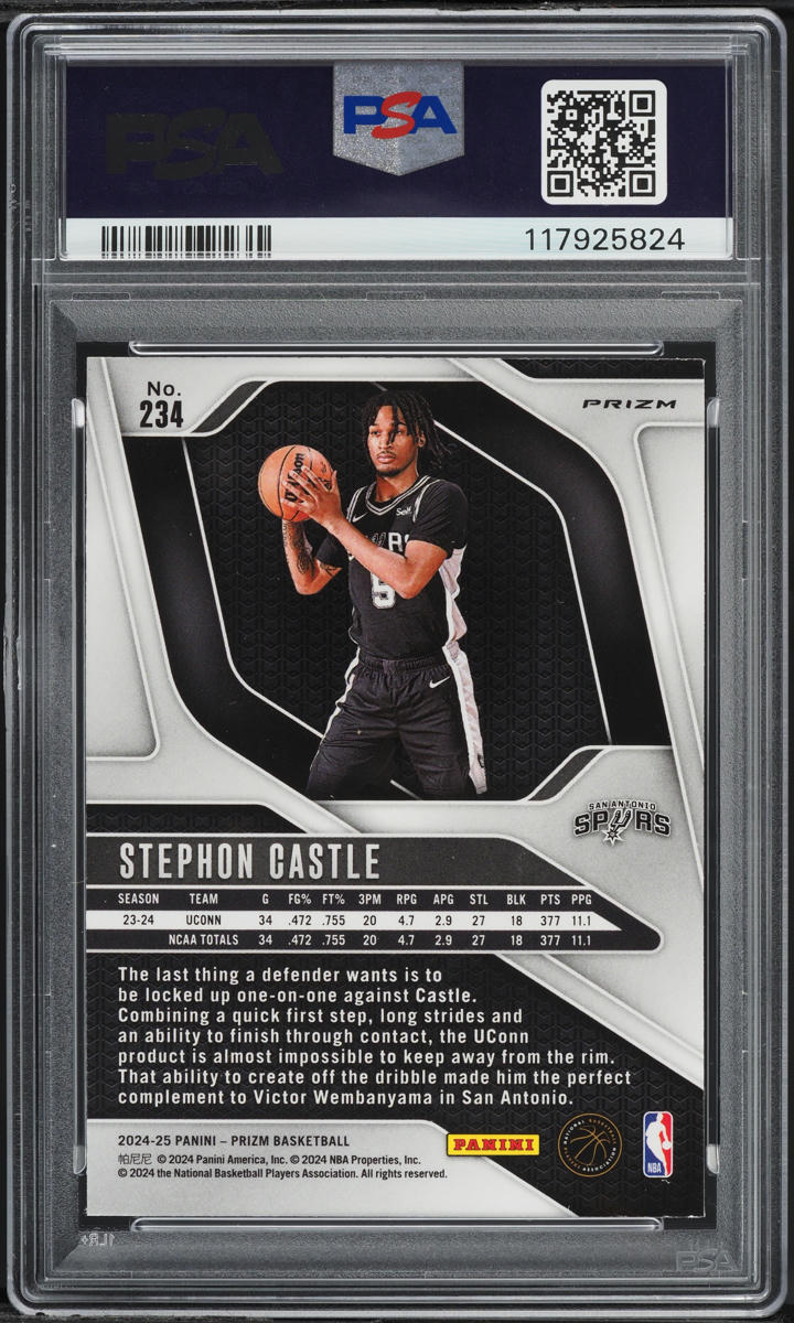 2024 Panini Prizm Silver Stephon Castle ROOKIE #234 PSA 9 MINT on